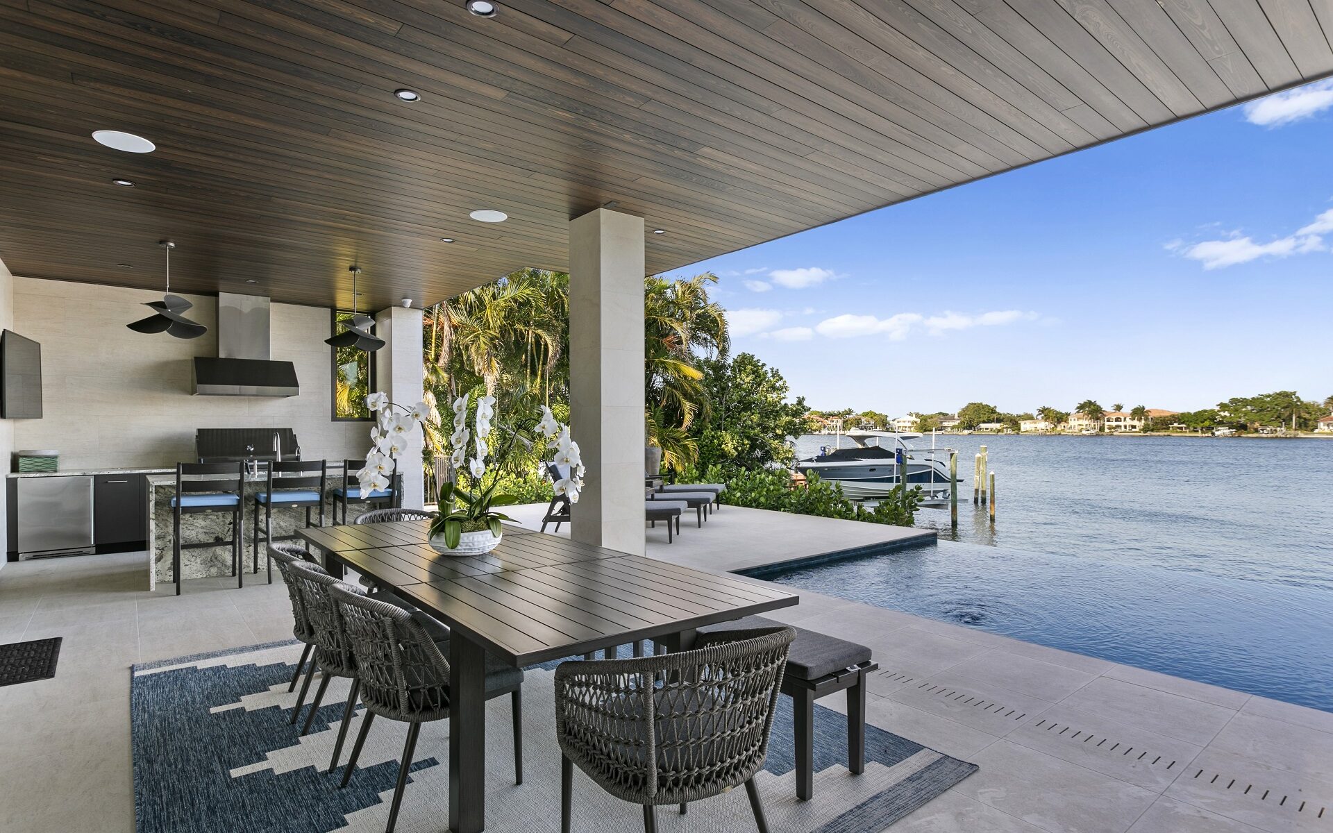 Patio and Pool of Waterfront Home on Cordova in St Petersburg, FL